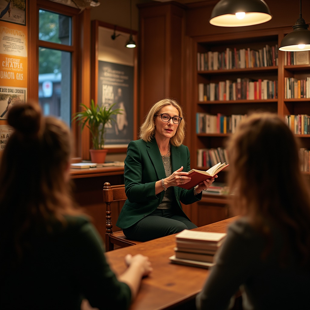 Author reading event at independent bookshop